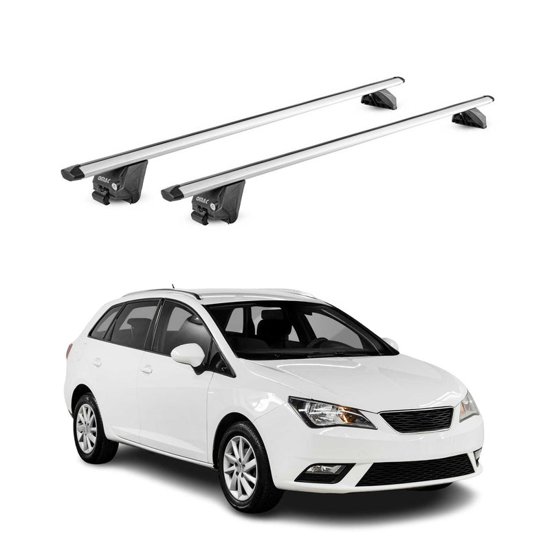 Portapacchi da tetto per Seat Ibiza SW 6J-6P 2010-2017 Grigio Alluminio 2x ABE
