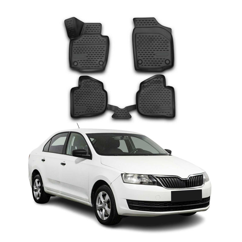 Tappetini Skoda Rapid 2012-2019 in TPE nero, 4 pezzi