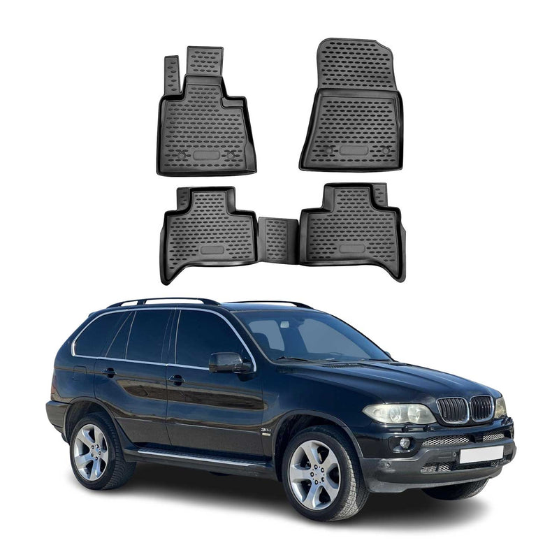 Tappetini BMW X5 E53 1999-2006 TPE Nero 4 pezzi