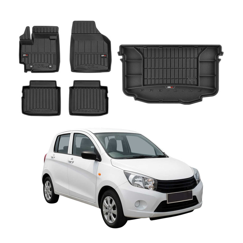 Set di tappetini e vaschetta per bagagliaio OMAC per Suzuki Celerio 2014-2020 in gomma, 5 pezzi