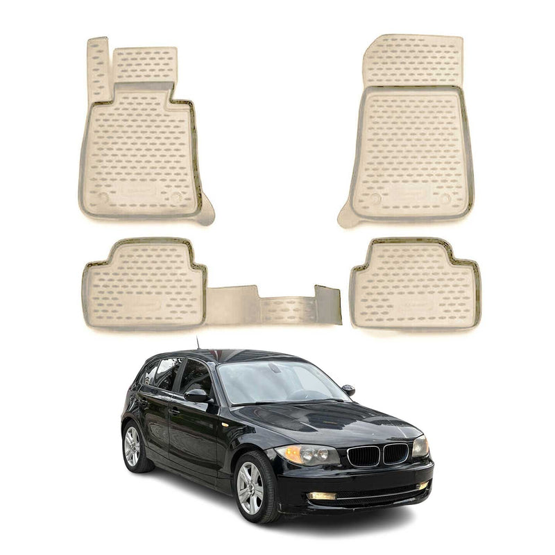 Tappetini in TPE beige per BMW Serie 1 E87 2004-2013, 4 pezzi