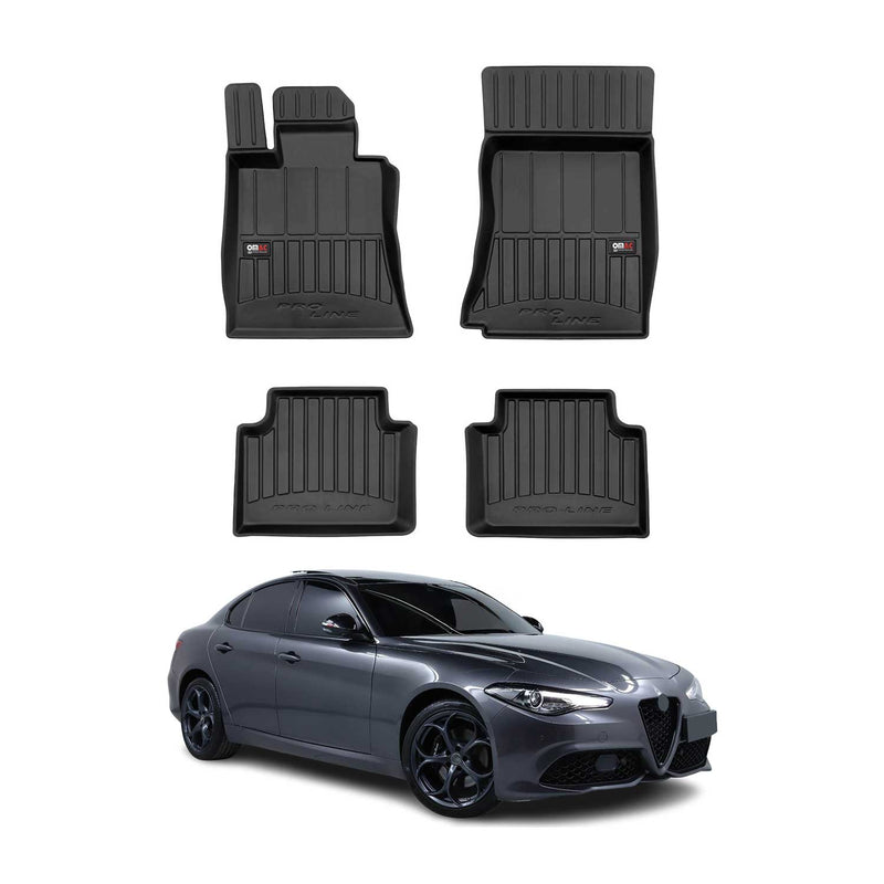 Tappetini in TPE nero per Alfa Romeo Giulia RWD 2015-2025, 4 pezzi
