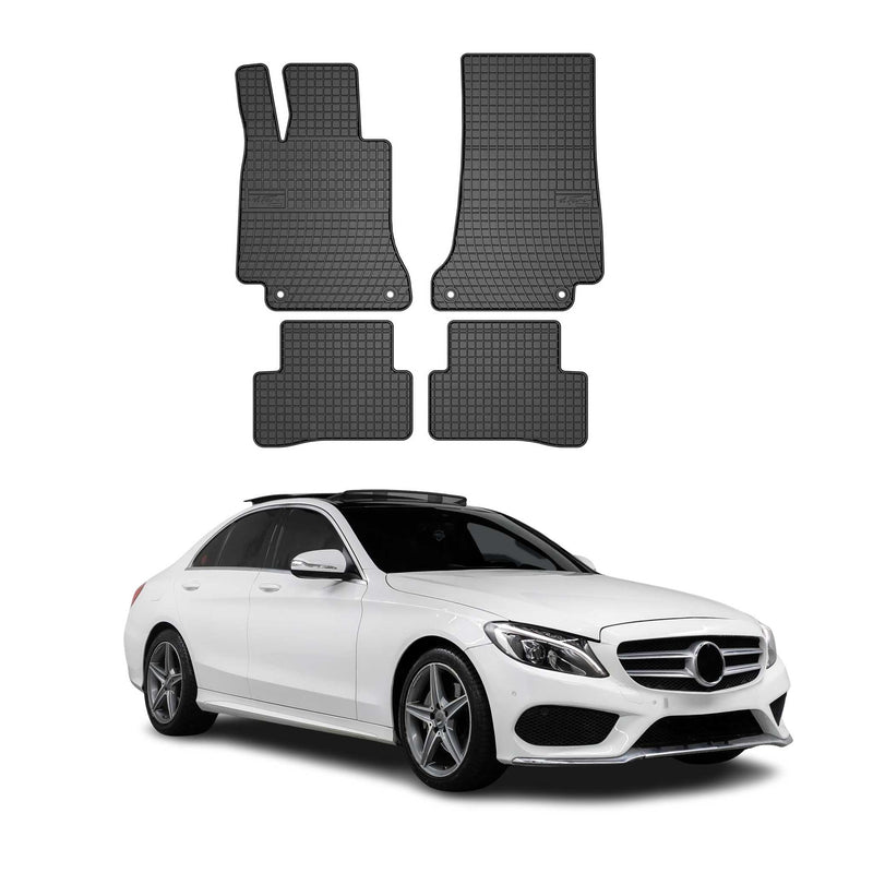 Tappetini in gomma neri per Mercedes Classe C W205 2014-2021, 4 pezzi