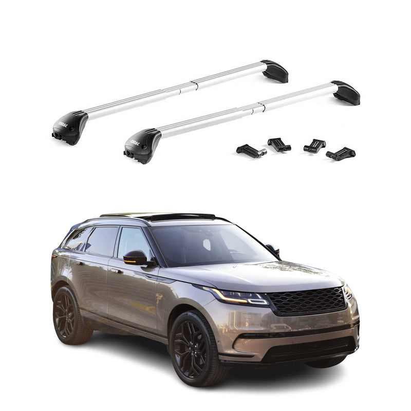Base portapacchi per Land Rover Velar 2017-2025 alluminio argento 2 pezzi ABE
