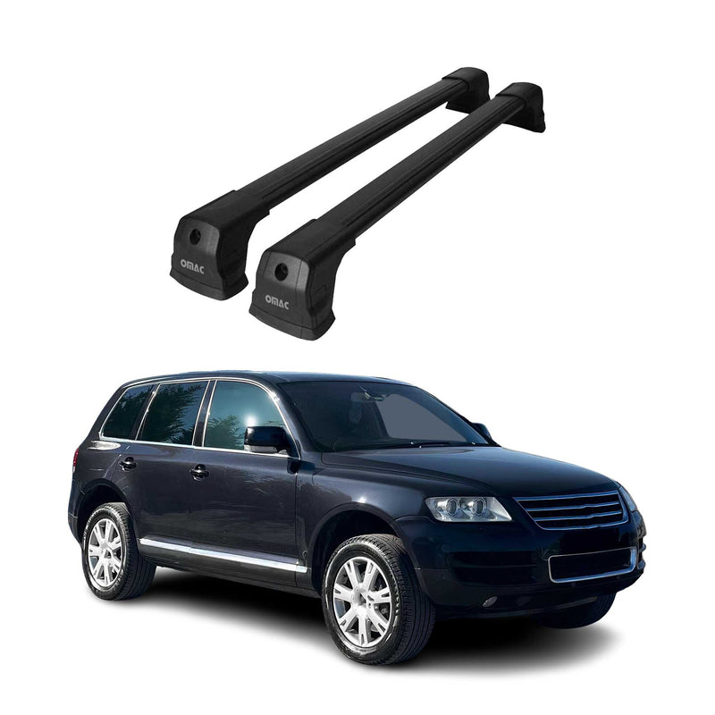 Dachträger Gepäckträger für VW Touareg 2002-2010 Grundträger Alu Schwarz 2x