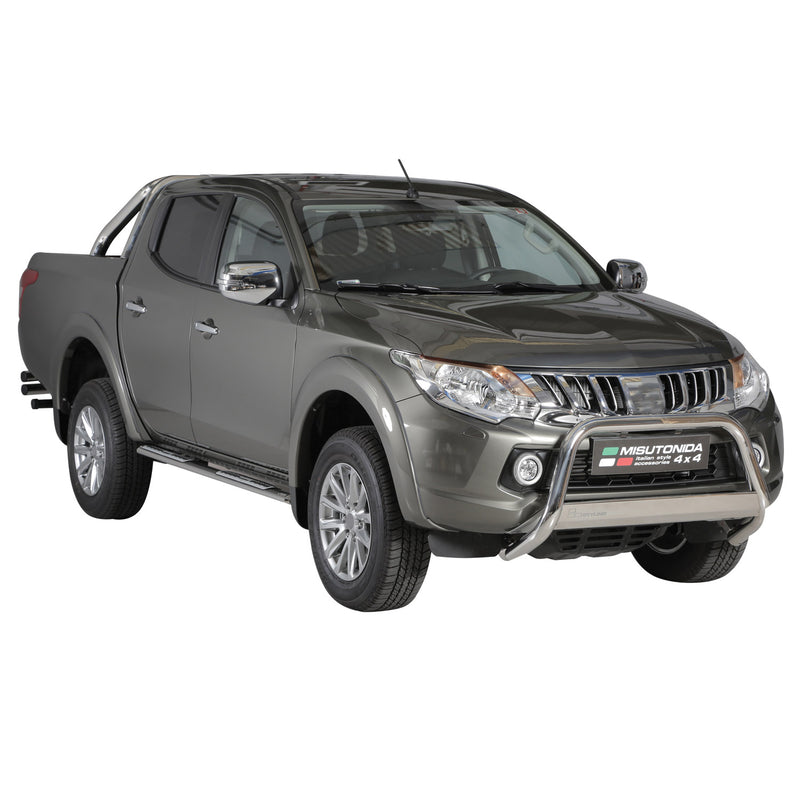 Barre laterali in acciaio per pedane per Mitsubishi L200 Double Cab 2015-2018 Grigio