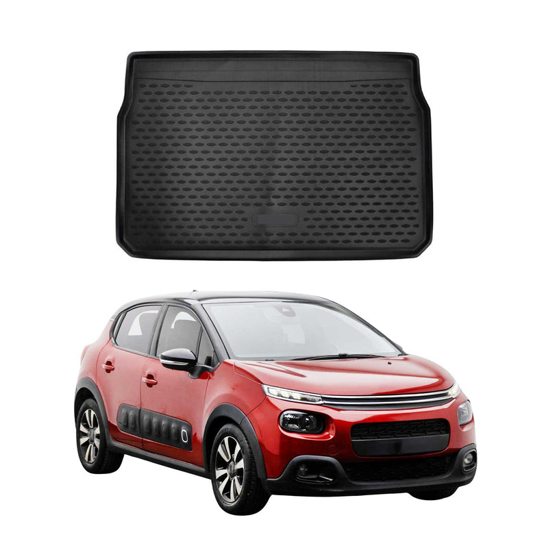Tappetino per bagagliaio per Citroen C3 2016-2024 in gomma TPE nero