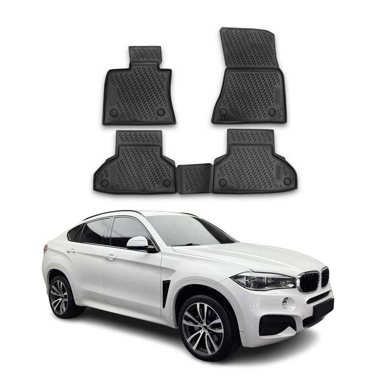 Tappetini BMW X6 F16 F86 2014-2019 in TPE nero, 4 pezzi
