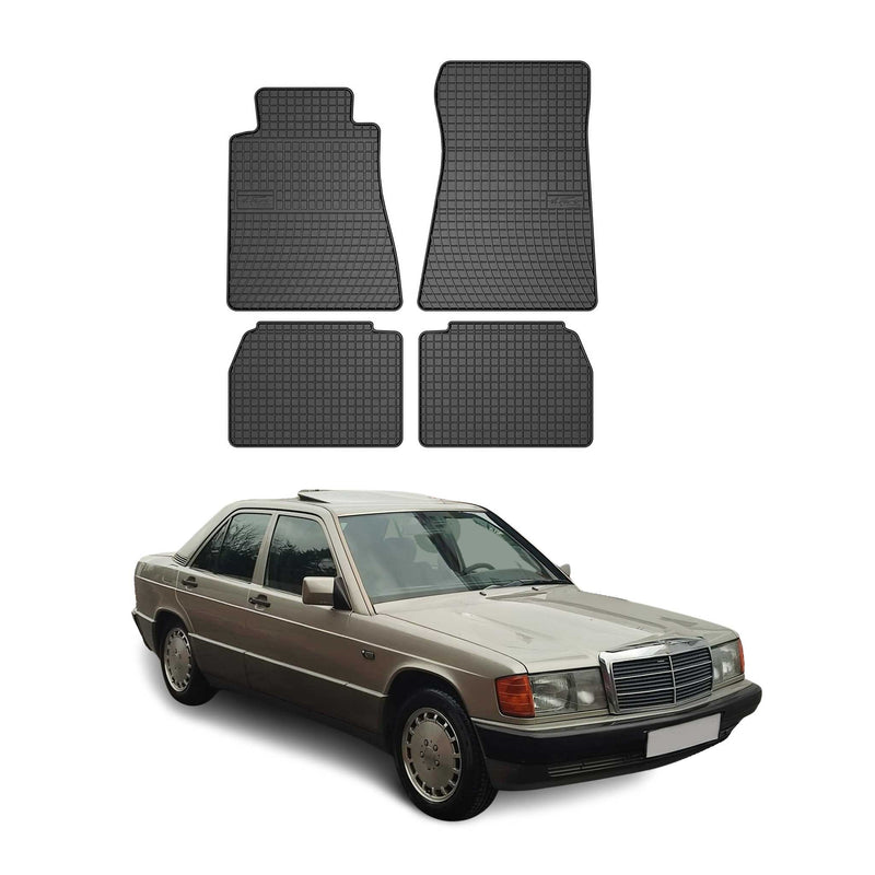 Tappetini in gomma neri per Mercedes W201 E90 1982-1993, 4 pezzi