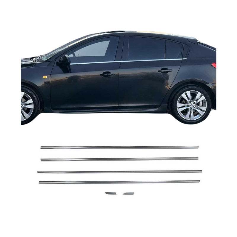Listelli decorativi per finestrini per Chevrolet Cruze hatchback dal 2011 in acciaio inox, 6 pezzi