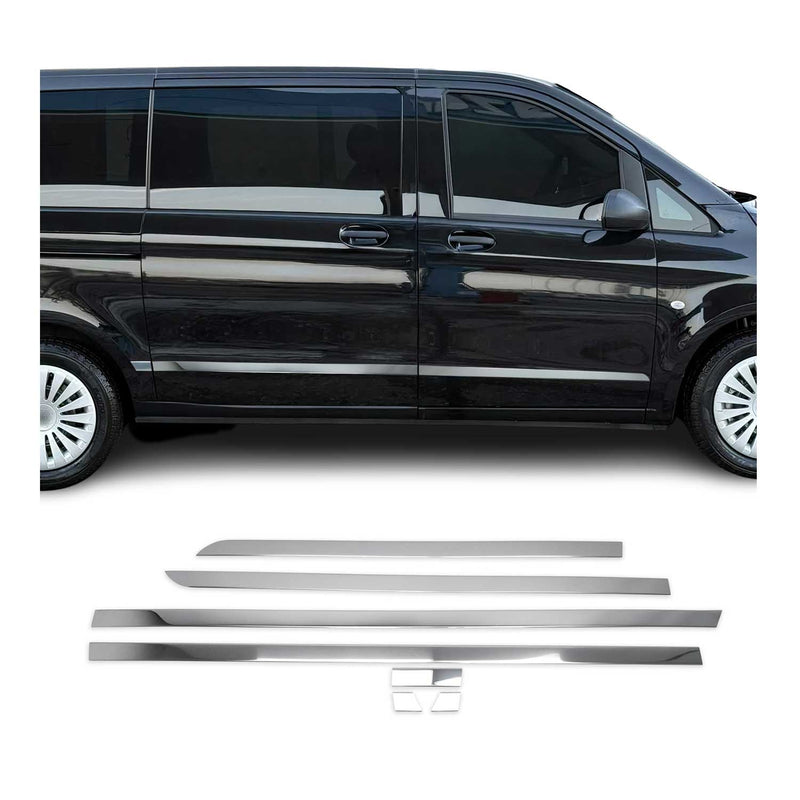 Protezione per porta laterale con striscia per Mercedes Vito W447 L1/L2, doppia porta scorrevole, 7 pezzi