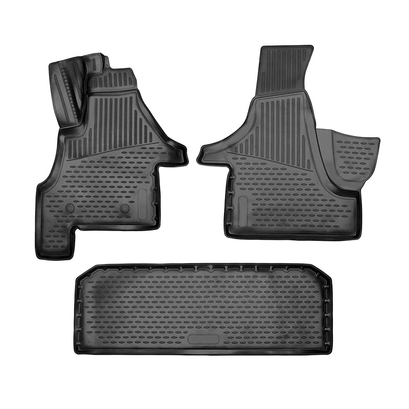 Tappetini in gomma neri con guida a destra per VW T6 T6 .1 Transporter 2015-2024, 3 pezzi.
