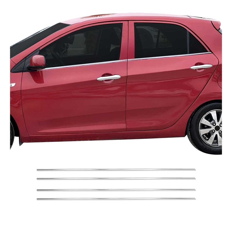 Listelli decorativi per finestrini per Kia Picanto Hatchback 2011-2017 in acciaio inox, 4 pezzi