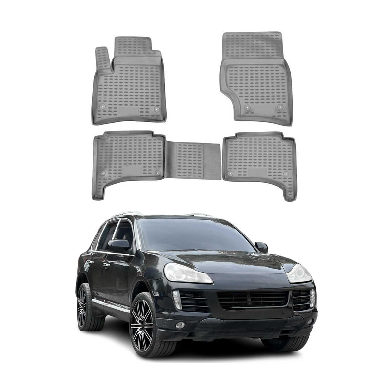 Tappetini Porsche Cayenne 2002-2010 in TPE grigio, 4 pezzi