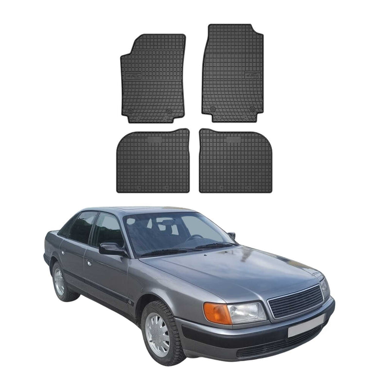 Tappetini in gomma neri per Audi A6 I C4 1994-1997, 4 pezzi.
