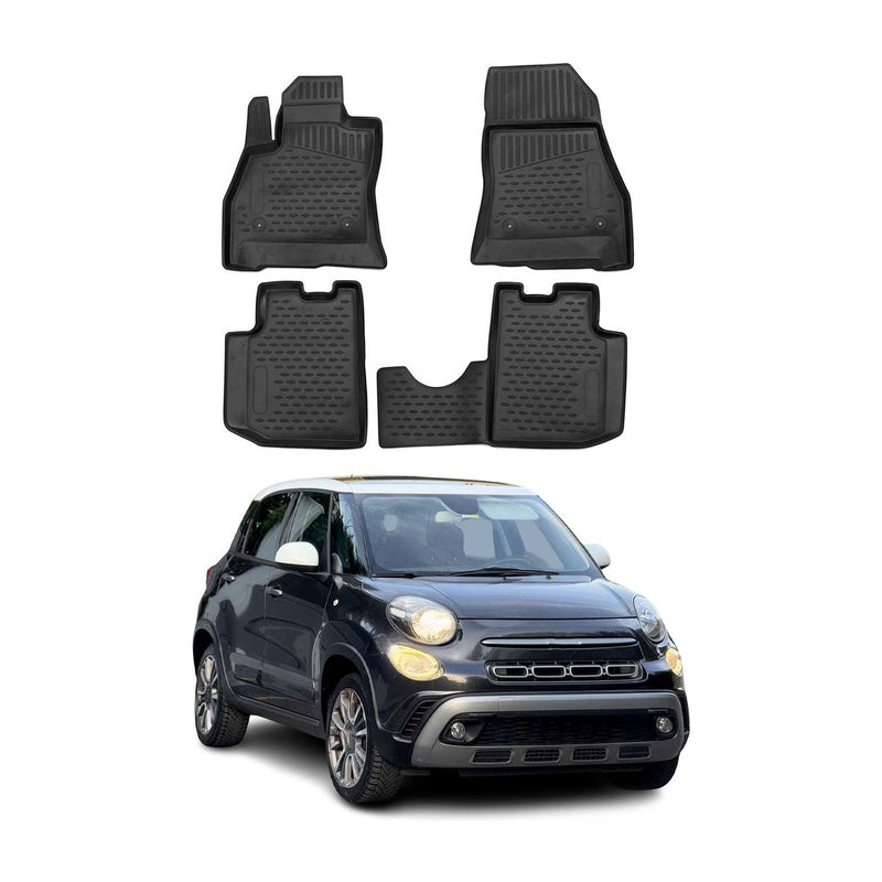 Tappetini Fiat 500L 2012-2024 TPE Nero 4 pezzi