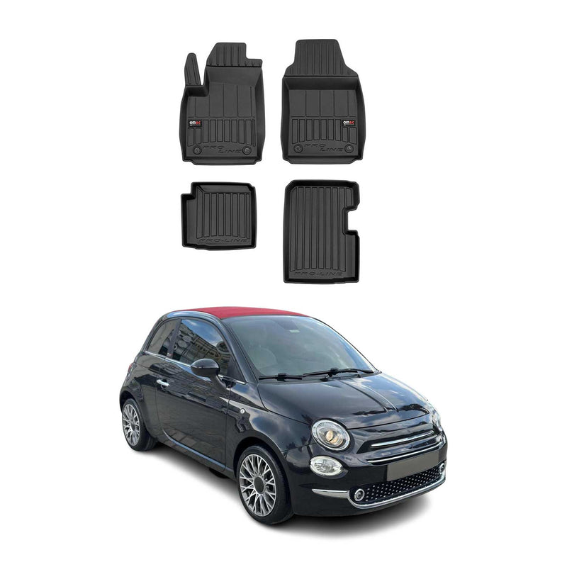 Tappetini Fiat 500 Hybrid 2020-2025 in TPE Nero 4 pezzi