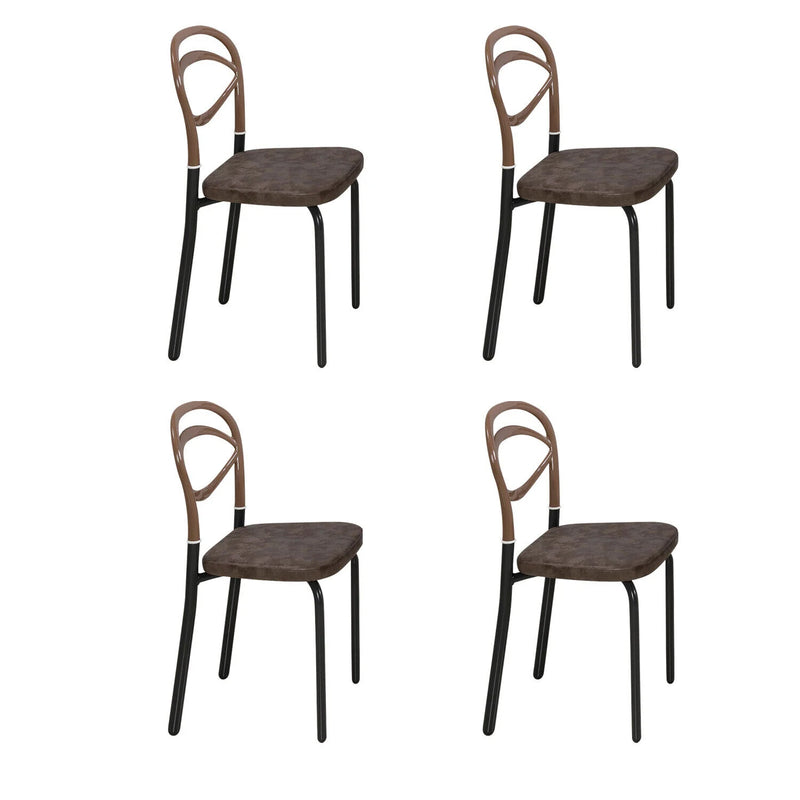 Sedie da pranzo, sedie da cucina, sedie marroni, 4 pezzi, in similpelle