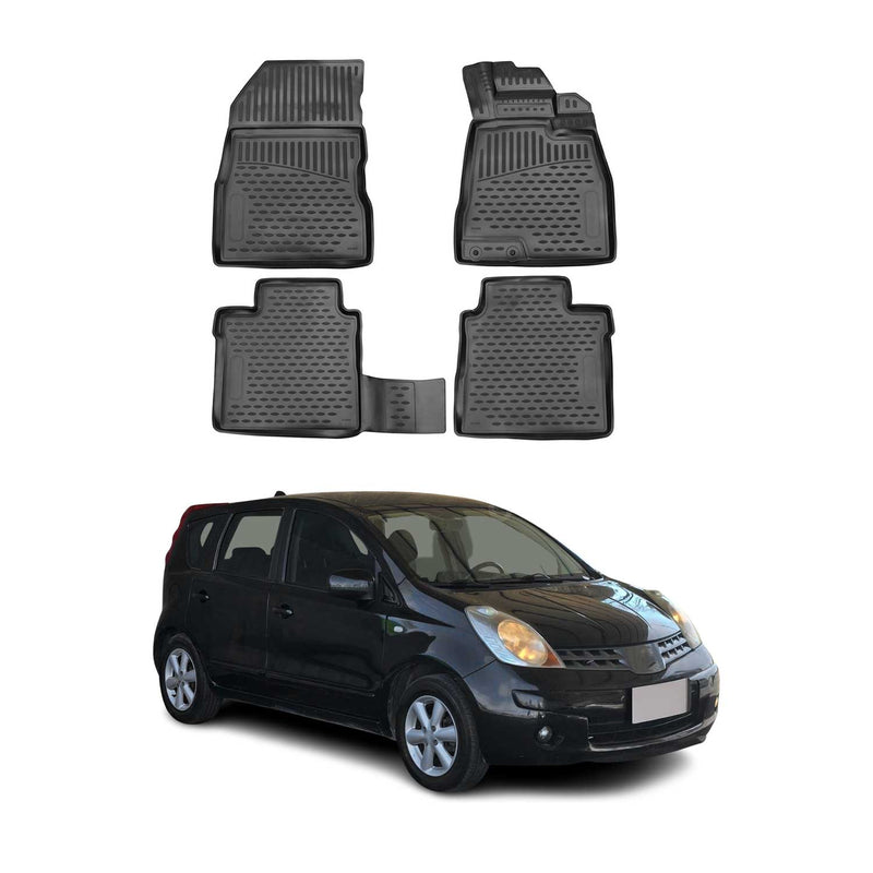 Tappetini in gomma OMAC per Nissan Note 2012-2020, tappetini per auto, neri, 4 pezzi
