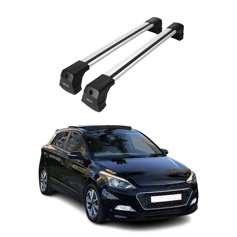 Portapacchi da tetto per Hyundai i20 2014-2020 HB Argento Alluminio 2 pezzi