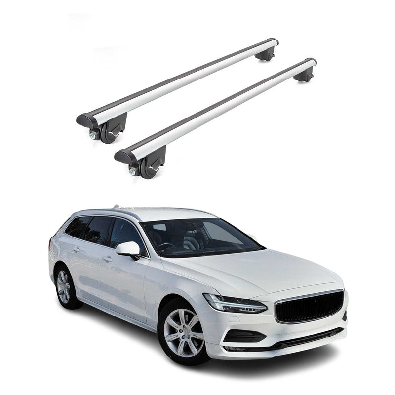 Dachträger Grundtäger für Volvo V90 2016-2025 100kg Aluminium Silber 2 tlg ABE