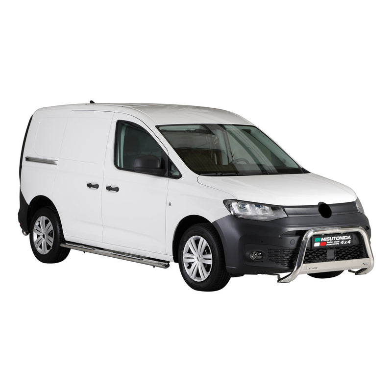 Minigonne laterali in acciaio inox per VW Caddy 2021-2025 in acciaio inox argento