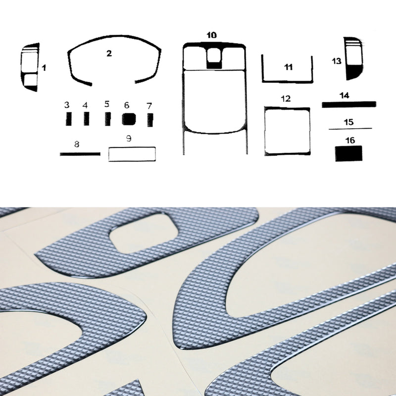 Decorazione interna abitacolo per Isuzu D-Max 2002-2008 effetto carbonio 16 pezzi