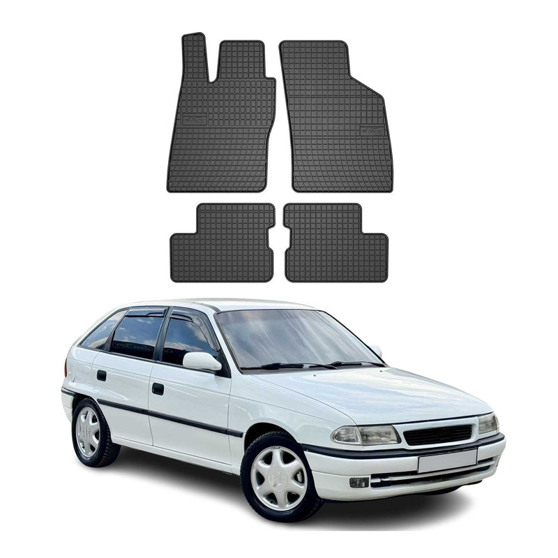 Tappetini in gomma neri per Opel Astra F 1991-2002, 4 pezzi.