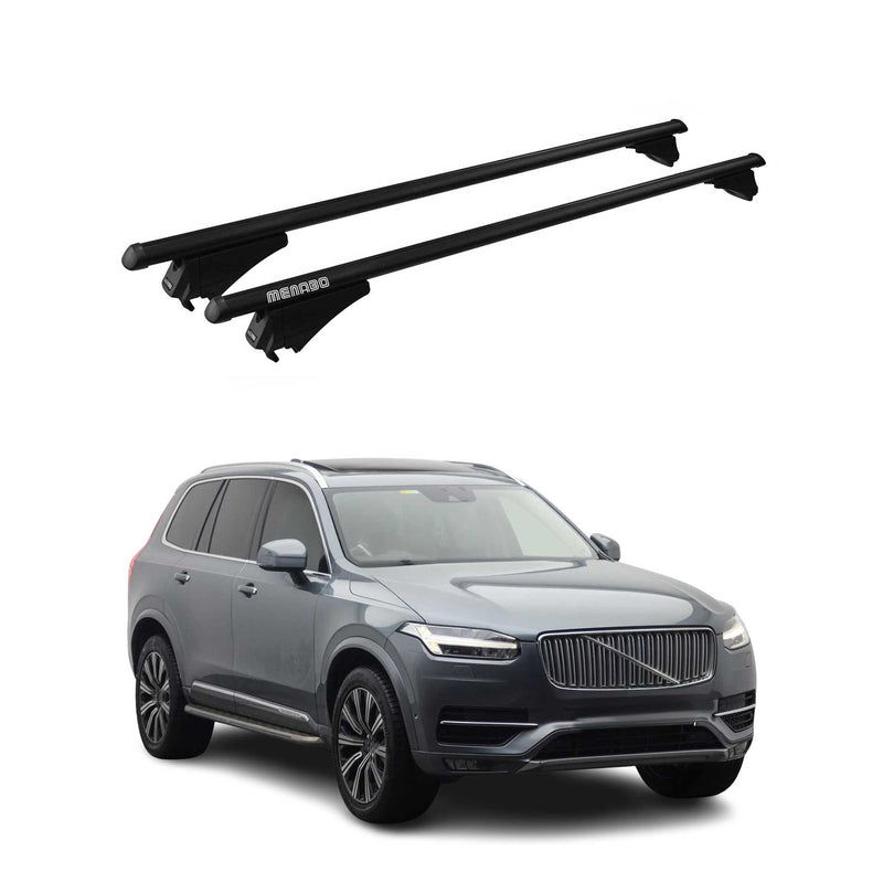 Portapacchi Menabo per Volvo V90 2016-2025 ABE alluminio nero 2 pezzi