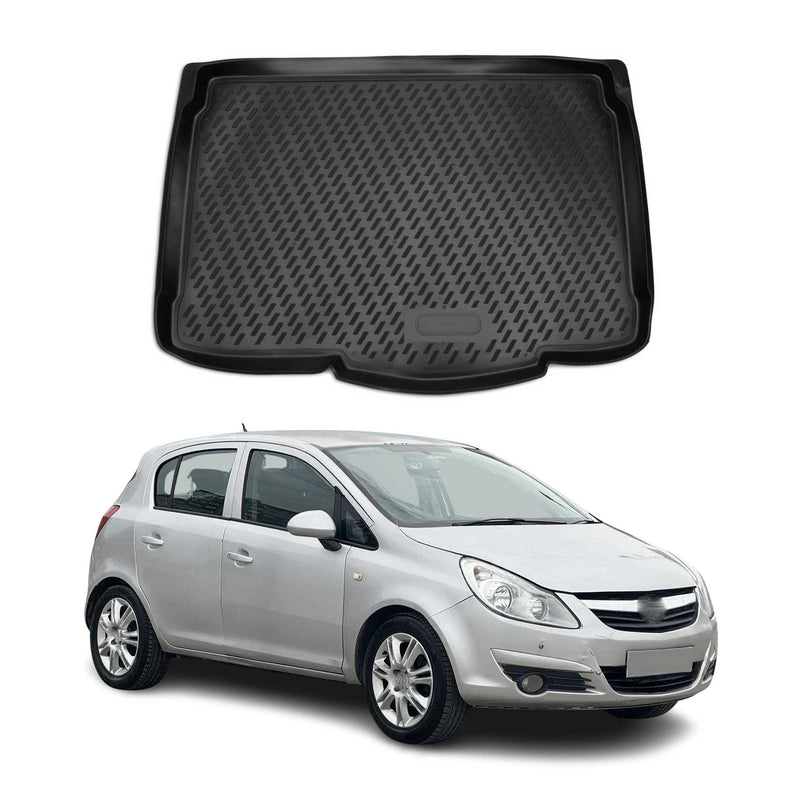 Tappetino per bagagliaio per Opel Corsa D 2006-2014 Gomma TPE Nero