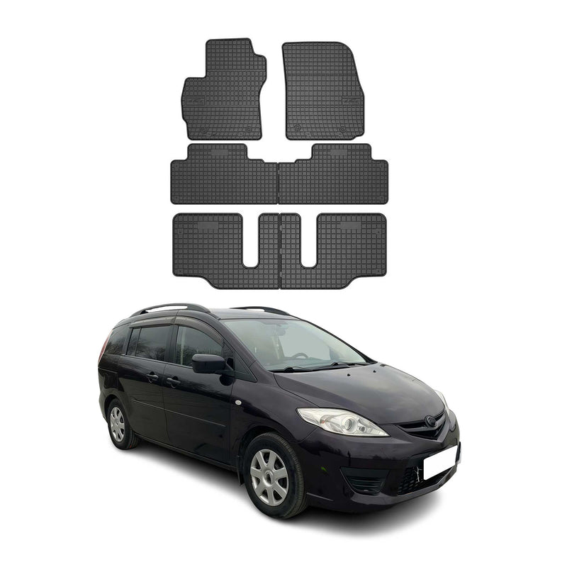 Tappetini in gomma OMAC per Mazda 5 2005-2010, tappetini in gomma neri, 6 pezzi