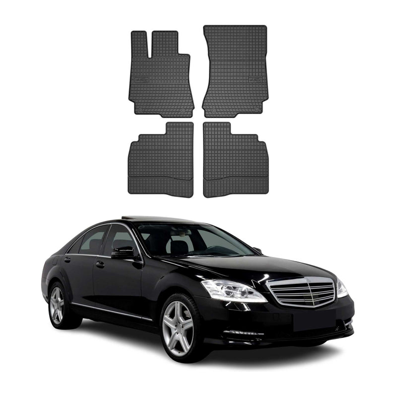 Tappetini in gomma neri per Mercedes Classe S W221 2005-2013, 4 pezzi.