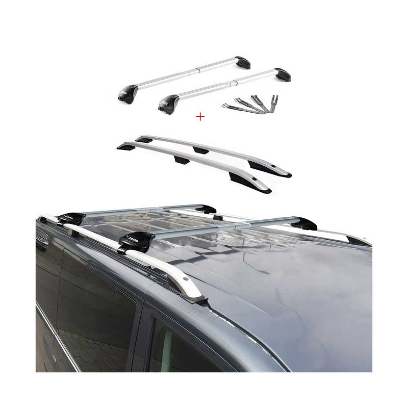 Dachreling + Dachträger Satz für VW Tiguan 2007-2016 Aluminium Grau 4 tlg
