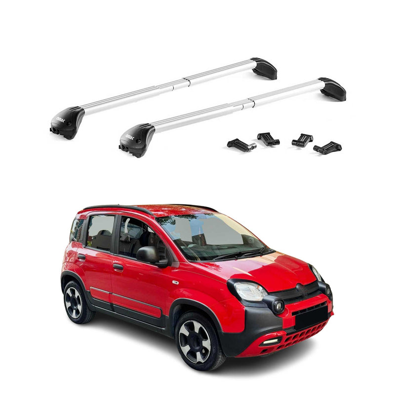 Barre portatutto da tetto per Fiat Panda III Cross 2014-2025 Alu Silver 2 pezzi ABE