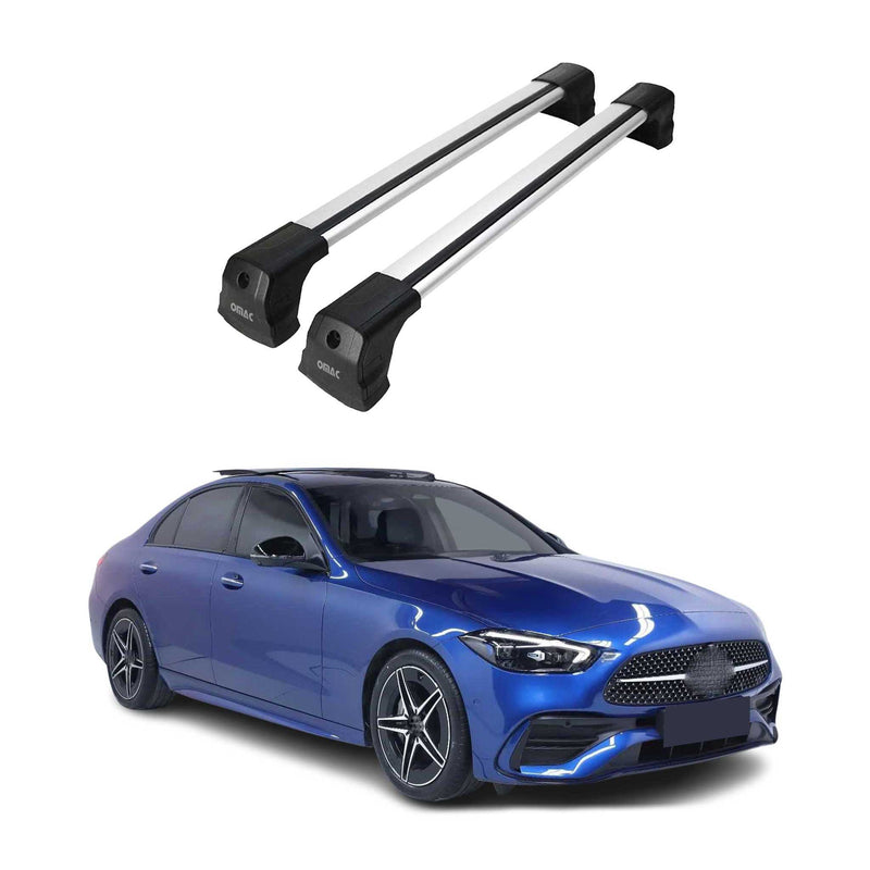 Portapacchi da tetto per Mercedes Classe C Limo W206 2021-25 alluminio argento 2 pezzi