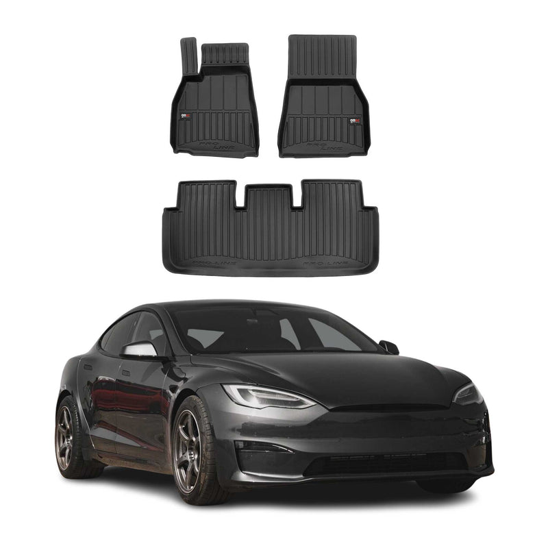 Tappetini Tesla Model S 2021-2025 in TPE nero, 3 pezzi