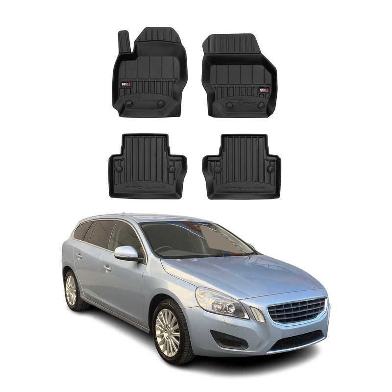 Tappetini Volvo V70 2007-2016 TPE Nero 4 pezzi