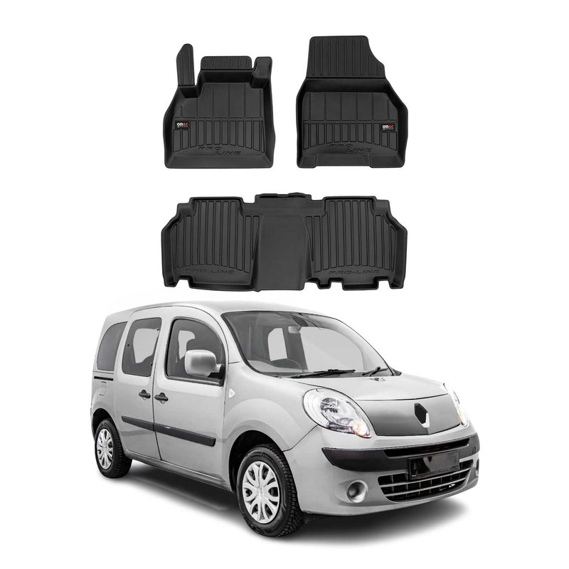 Tappetini Renault Kangoo 2007-2021 in TPE Nero, 3 pezzi