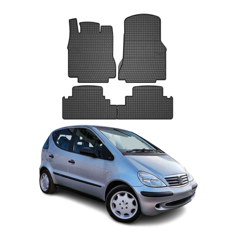 Tappetini in gomma neri per Mercedes Classe A W168 1997-2004, 4 pezzi.