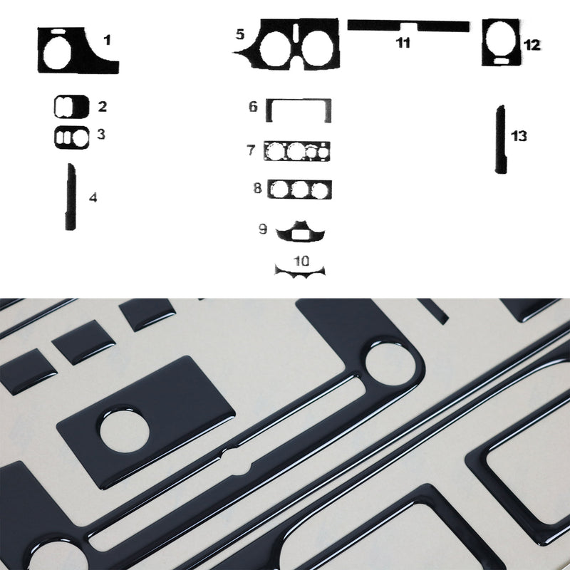 Decorazione interna abitacolo per Renault Kangoo 1998-2025 look Piano Black 13 pezzi