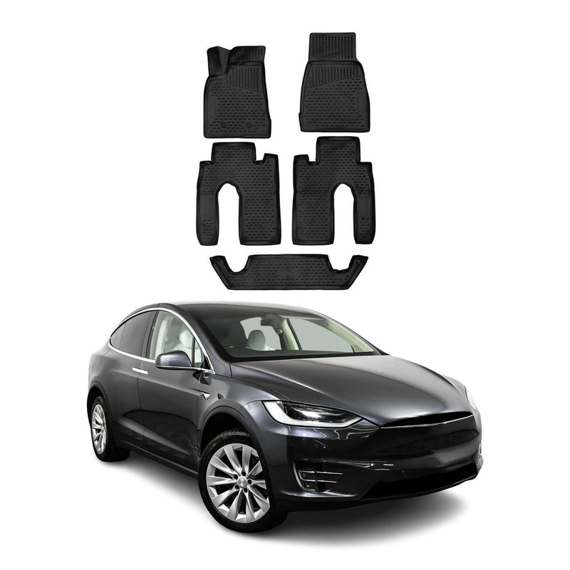 Tappetini Tesla Model X 2016-2020 in TPE nero, 5 pezzi