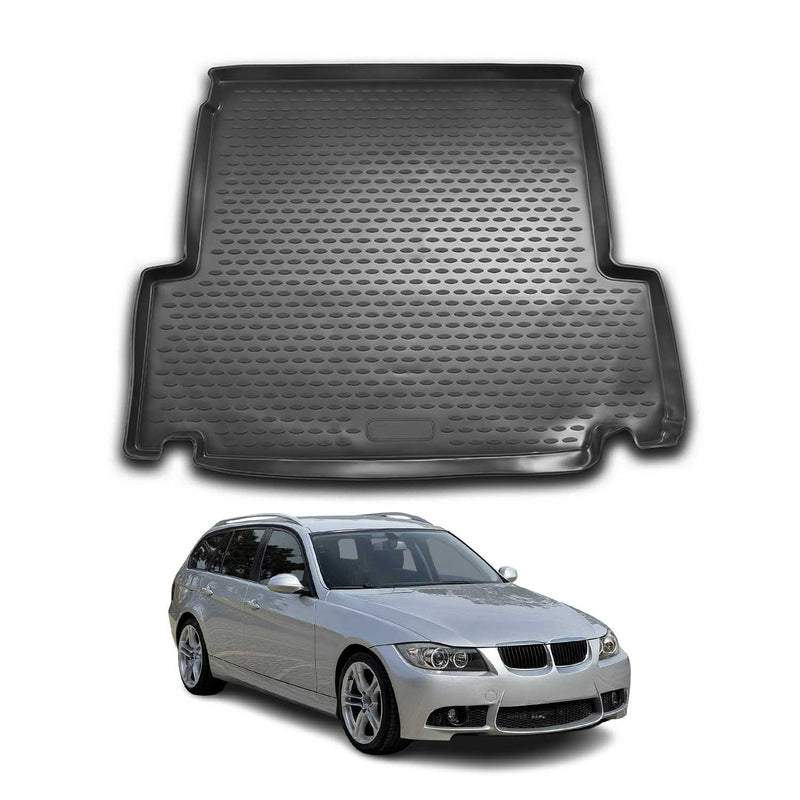 Tappetino per bagagliaio per BMW Serie 3 E91 2005-2013 in gomma TPE Nero