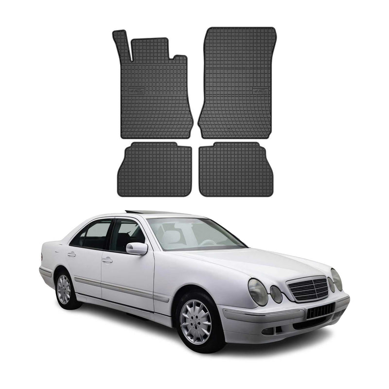 Tappetini in gomma neri per Mercedes Classe E W210 1995-2003, 4 pezzi.