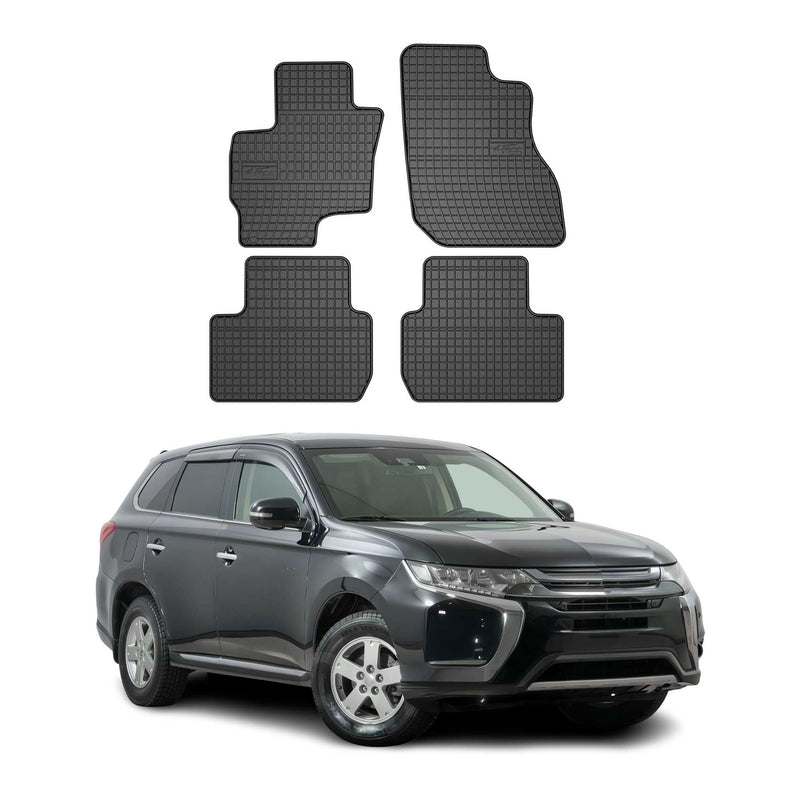 Tappetini in gomma neri per Mitsubishi Outlander PHEV 2014-2020, 4 pezzi.
