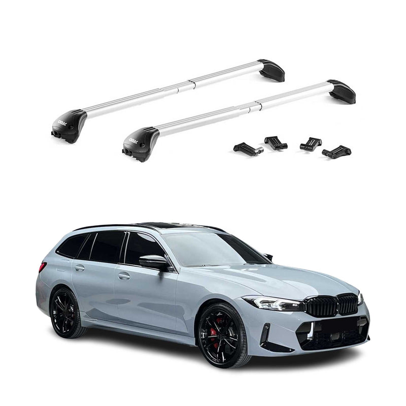 Barre portatutto da tetto per BMW Serie 3 Touring G21 2019-2025 alluminio argento 2 pezzi ABE