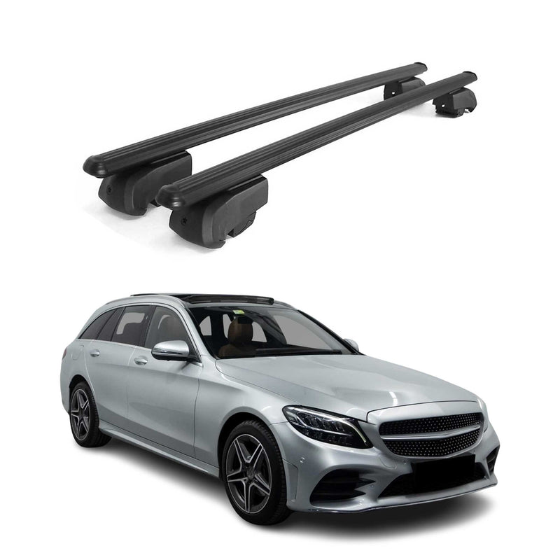 Dachträger Gepäckträger für Mercedes C Klasse S205 2014-2021 Alu Schwarz ABE 2x