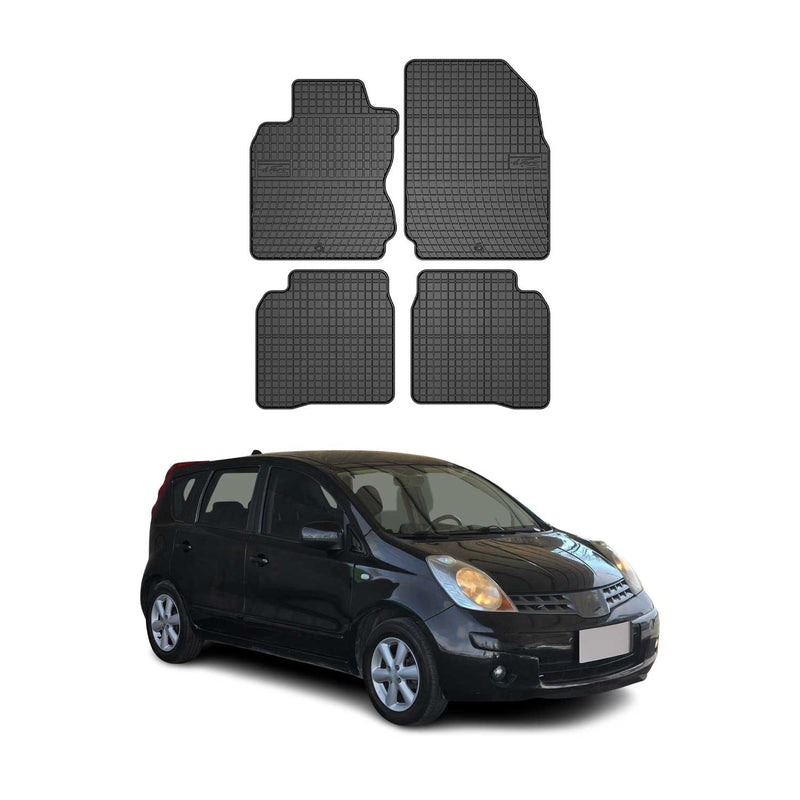 Tappetini in gomma neri per Nissan Note 2006-2012, 4 pezzi