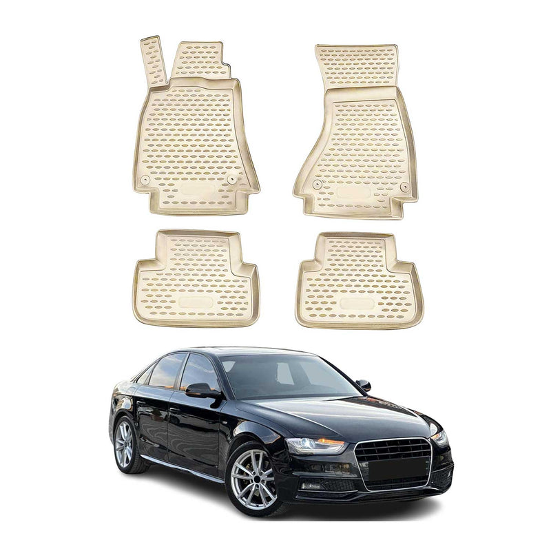 2007-2016 Audi A4 Limo Avant Allroad B8 Fußmatten Gummi Beige 4 tlg