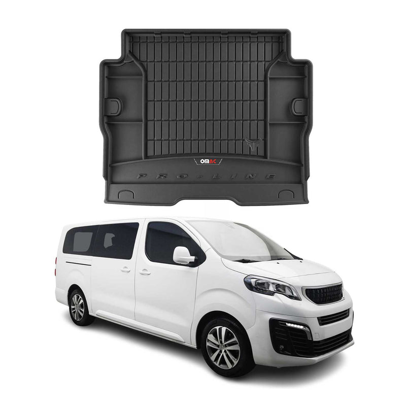 Vasca baule in gomma OMAC per Peugeot Traveller 2016-2025, lunga, in TPE, nera