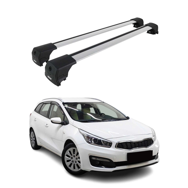 Portapacchi da tetto per Kia Ceed Estate SW 2012-2018 ABE grigio alluminio
